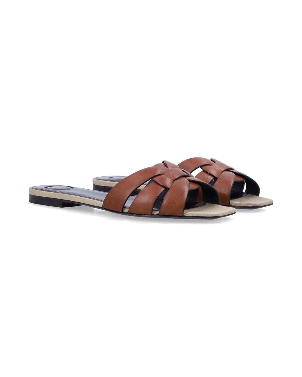 Saint Laurent Brown Tribute Slip-On Flat Sandals