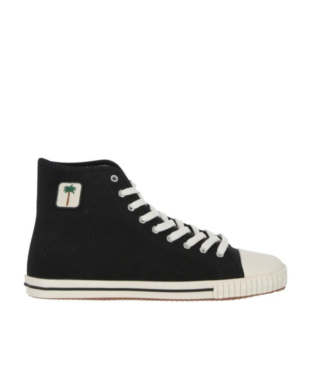 Palm Angels Black Logo-Patch High-Top Sneakers for men