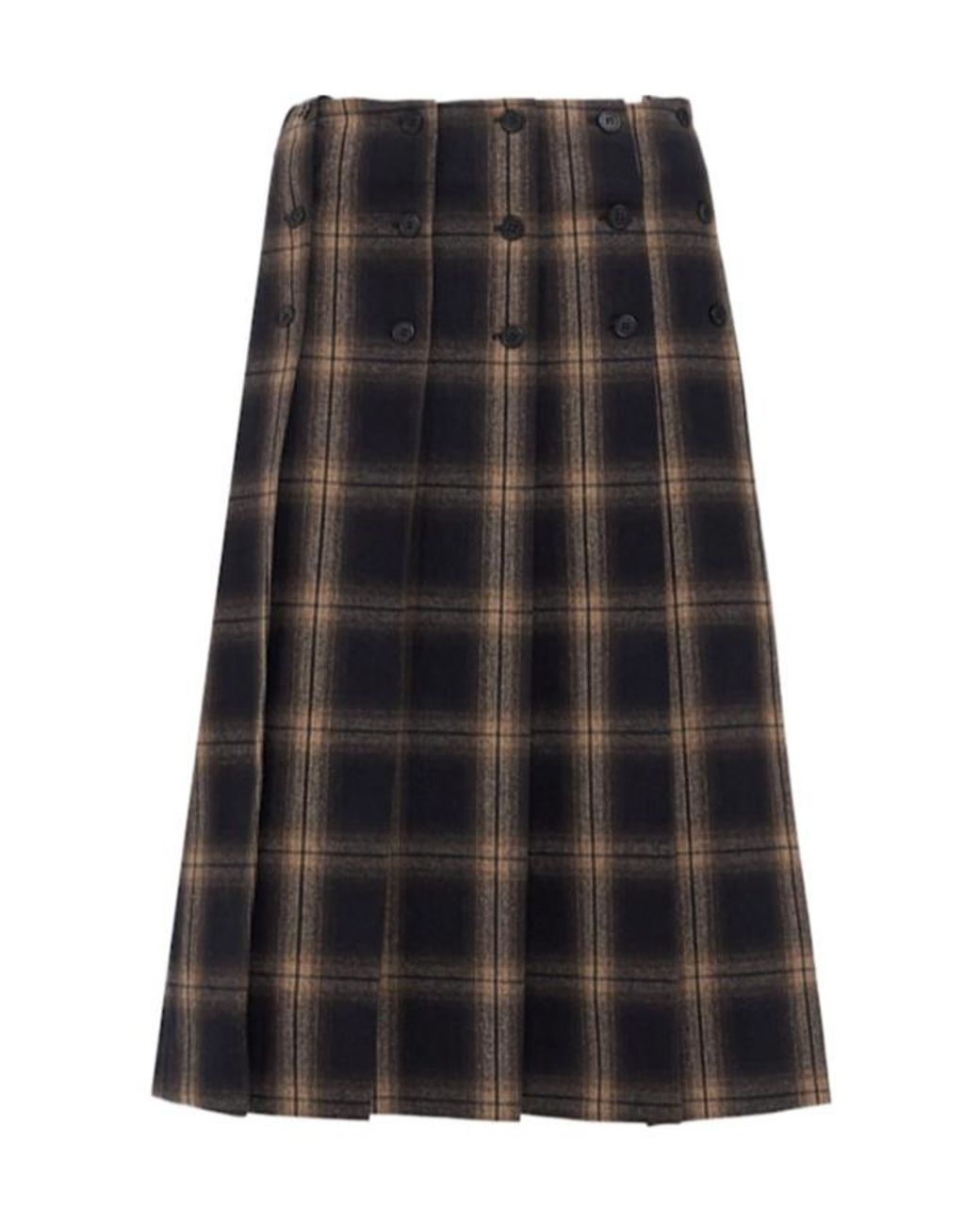 The Attico Black Checked Cotton Midi Skirt