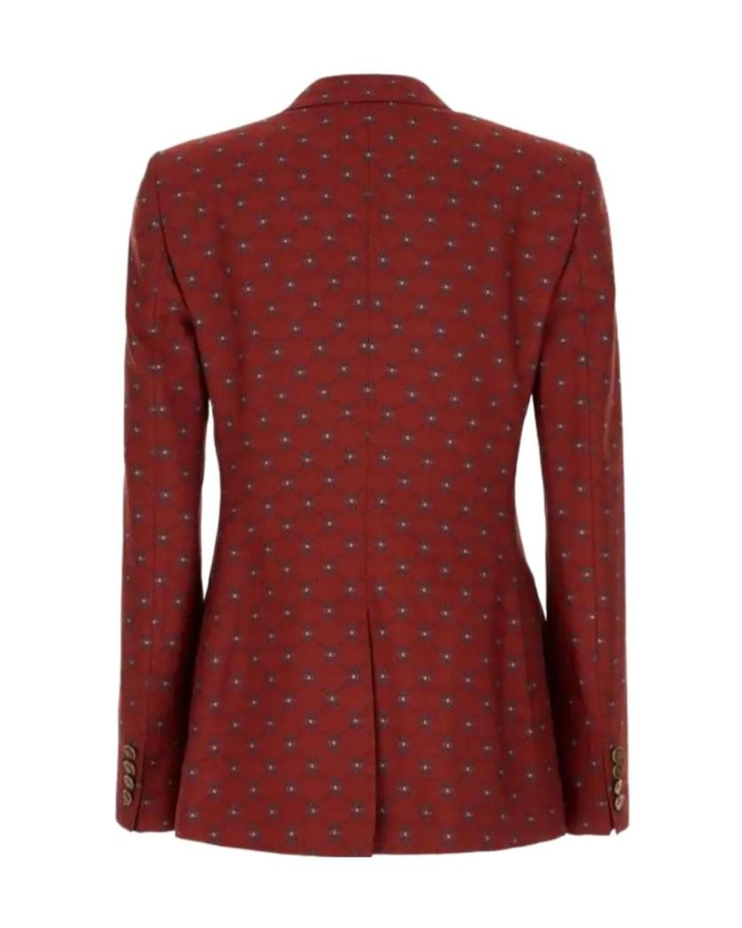 Etro Red Geometric-Pattern Double-Breasted Blazer