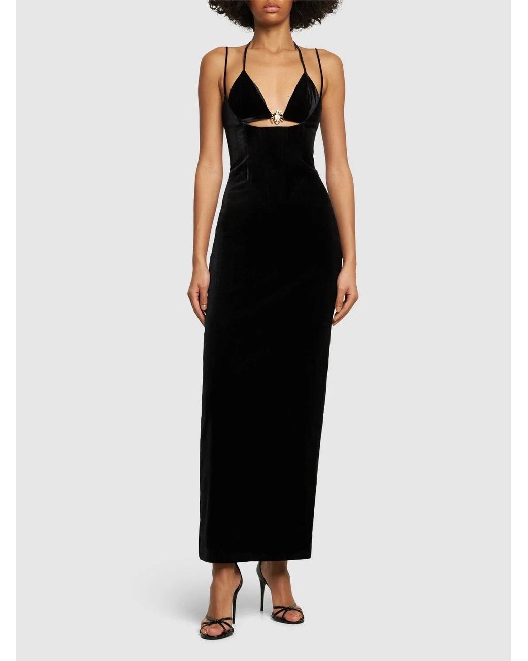 Alessandra Rich Black Neck-Hanging Long Dress