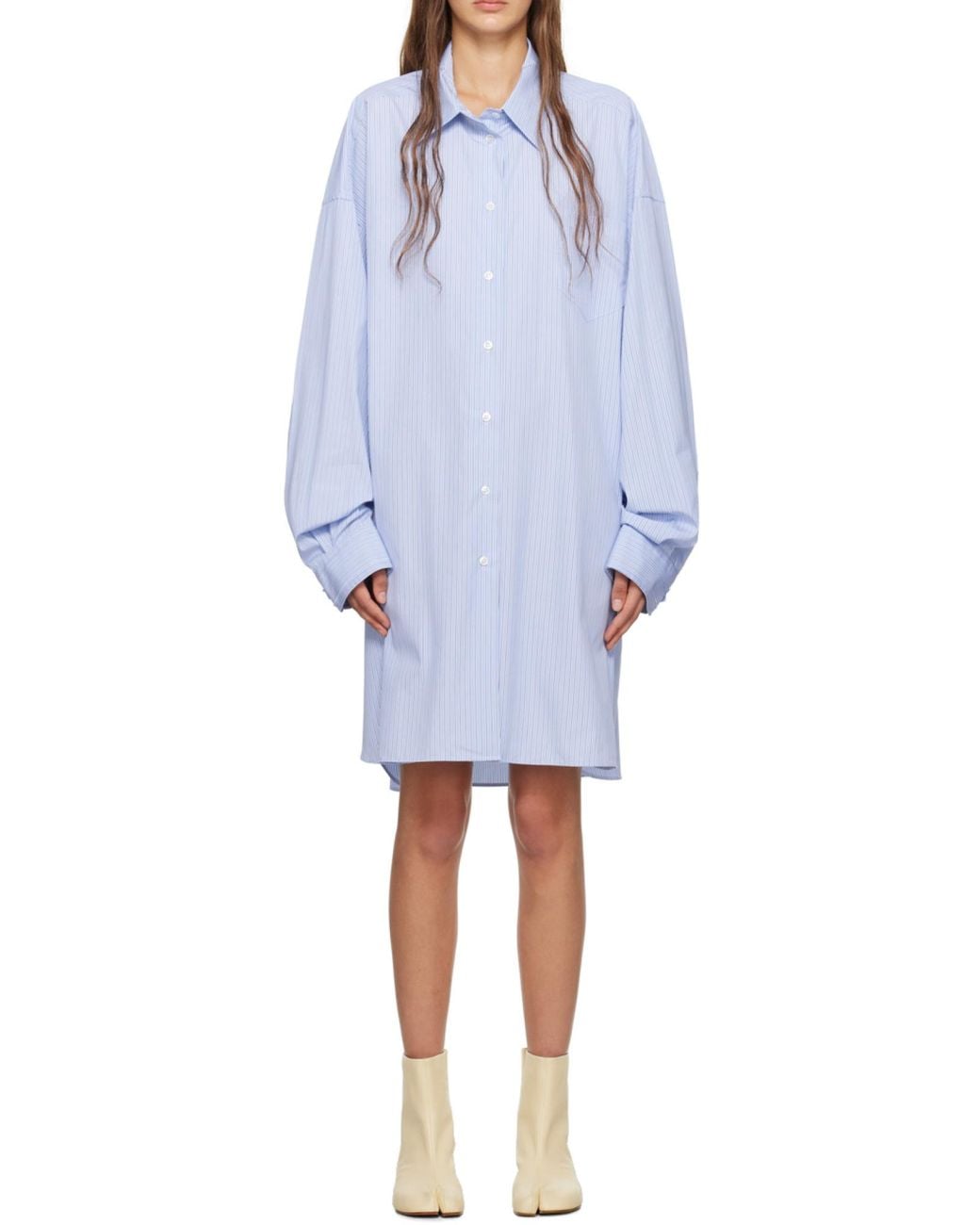 Maison Margiela Purple Striped Button-Up Oversized Shirt
