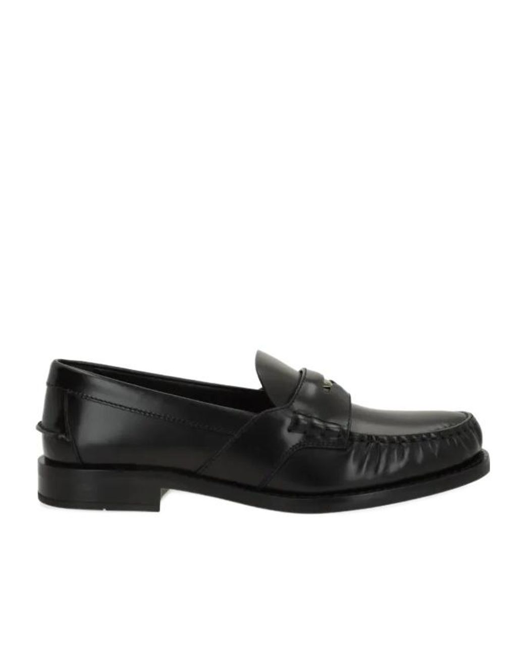 Prada Black Triangle-Logo Loafers