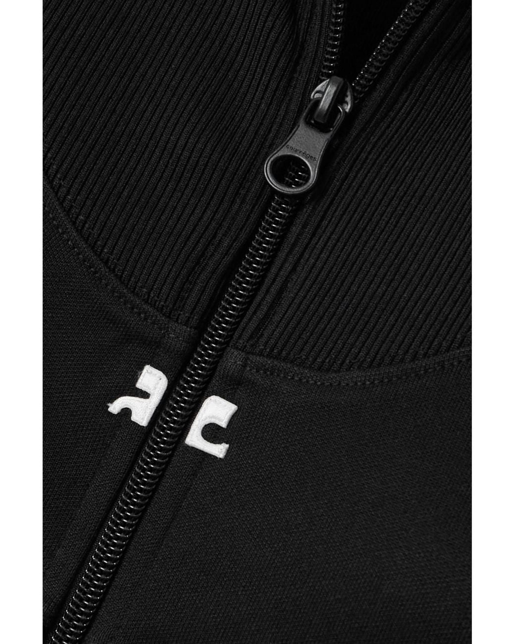 Courreges Black Cropped Ribbed Jersey Jacket