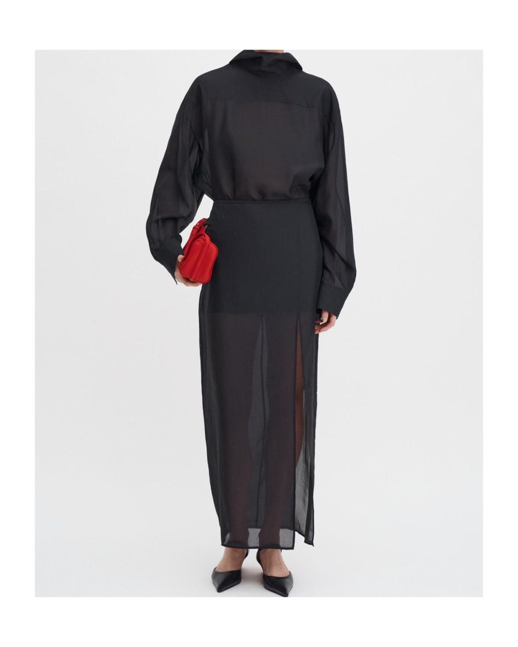 Filippa K Black Midi Slip Skirt