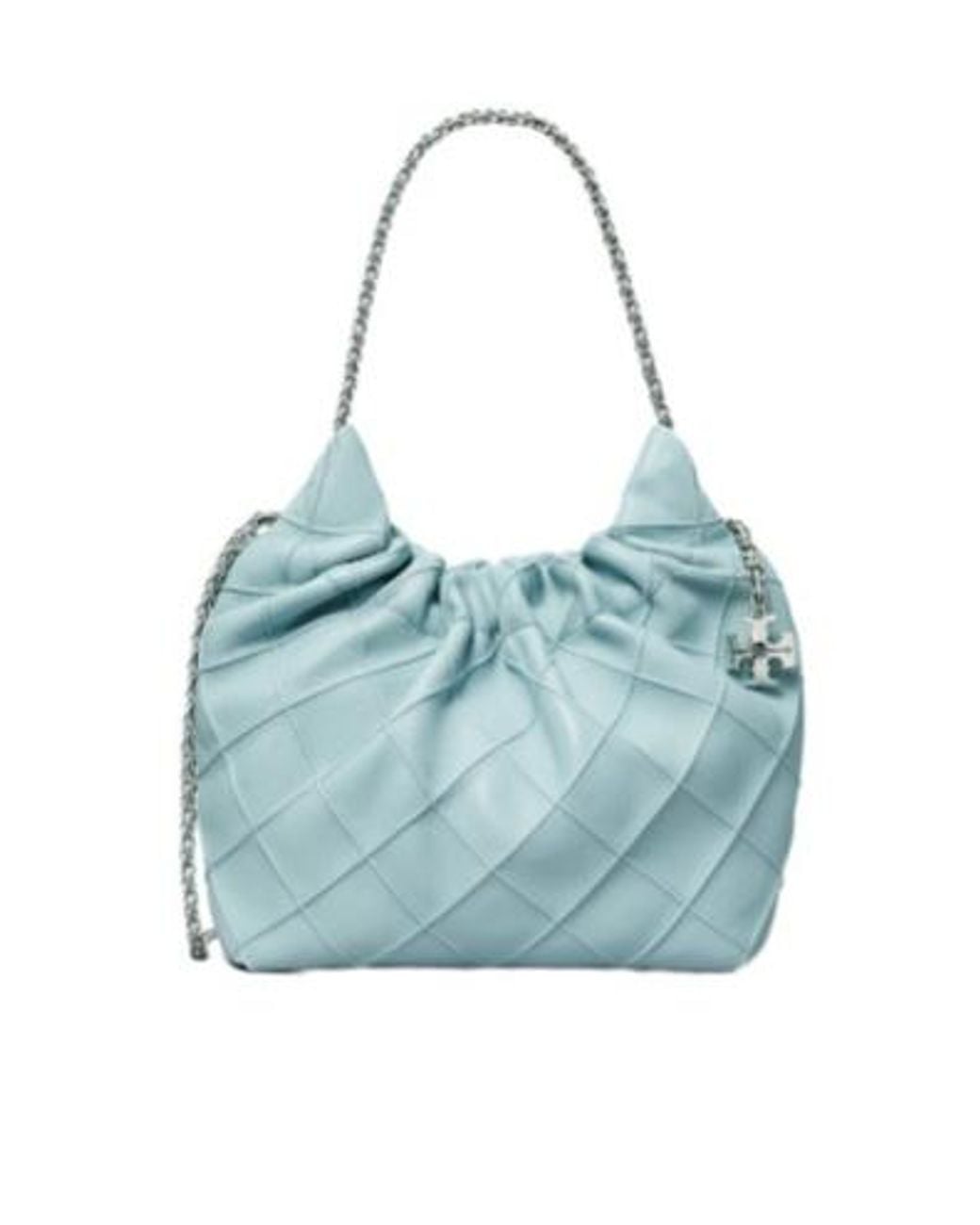 Tory Burch Blue Mini Fleming Drawstring Hobo Bag