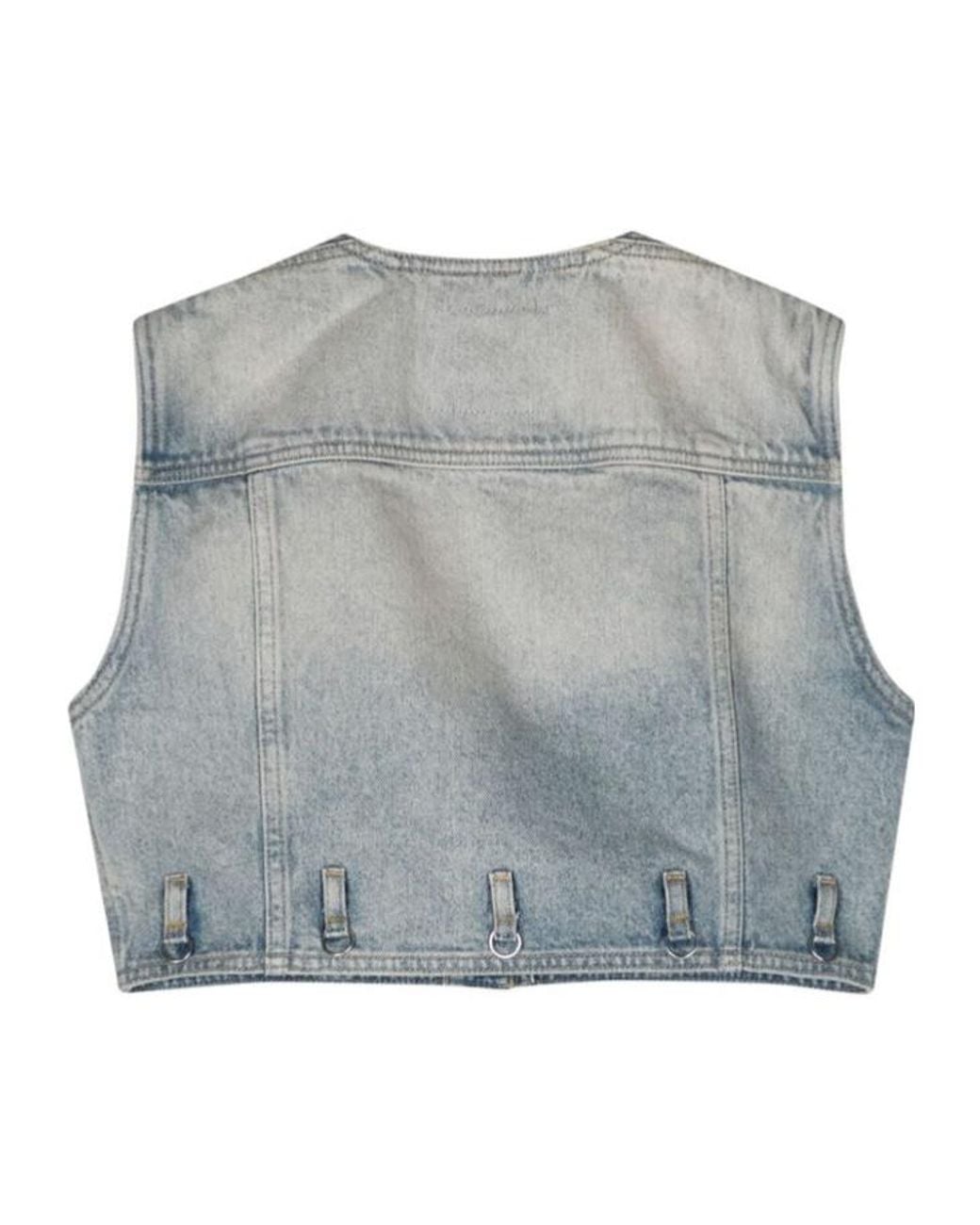 Courreges Blue Courrèges Multiflex Denim Cropped Vest