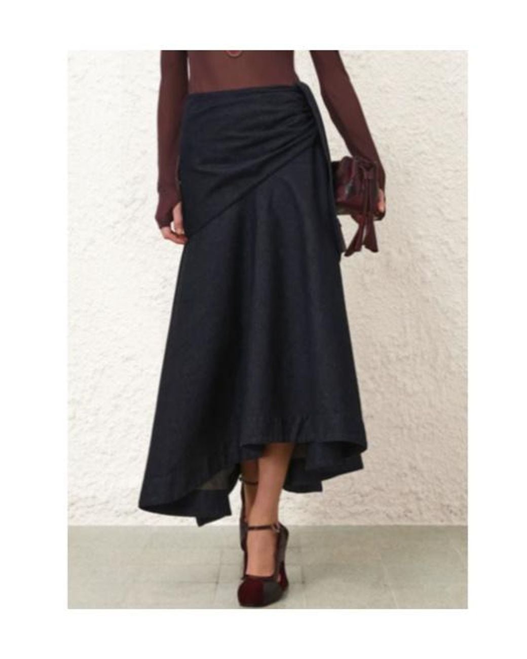 Zimmermann Blue Draped Denim Maxi Skirt