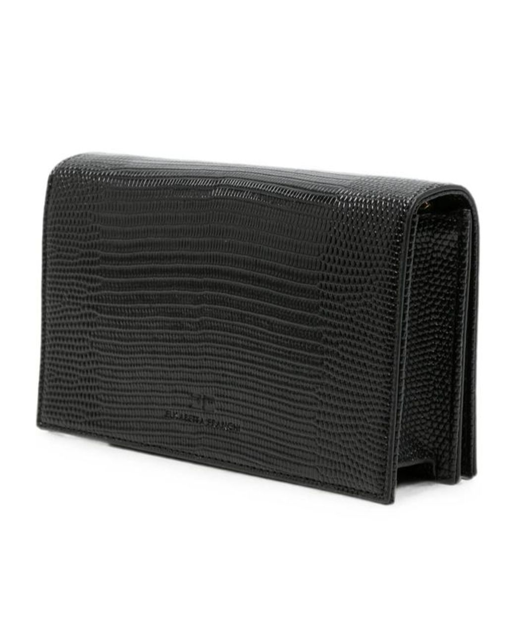 Elisabetta Franchi Black Embossed Chain-Strap Shoulder Bag