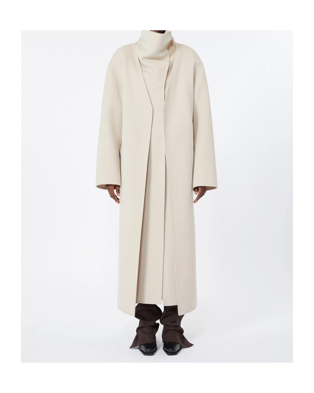 Sportmax White Long Pure Wool Coat