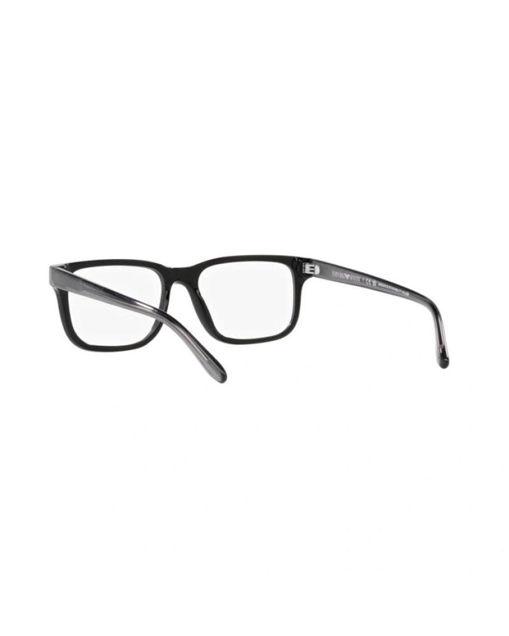 Emporio Armani White Rectangular Frame Glasses for men