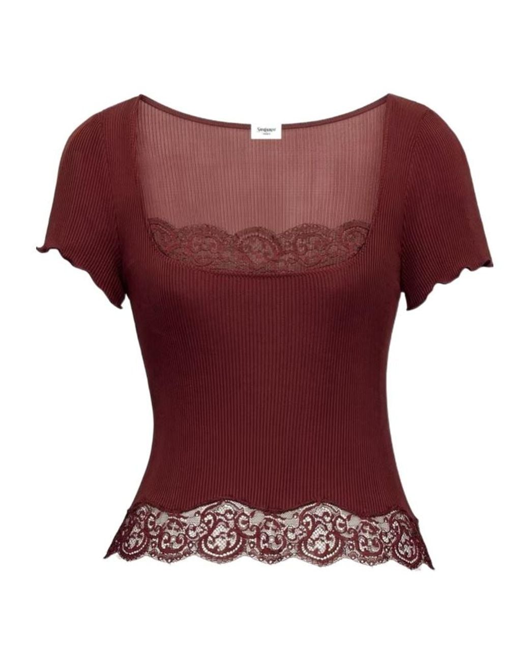 Saint Laurent Red Short-Sleeved Top