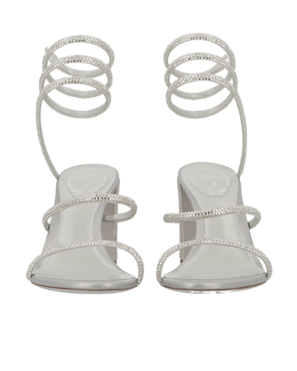 Rene Caovilla White Cleo Crystal-Embellished Sandals