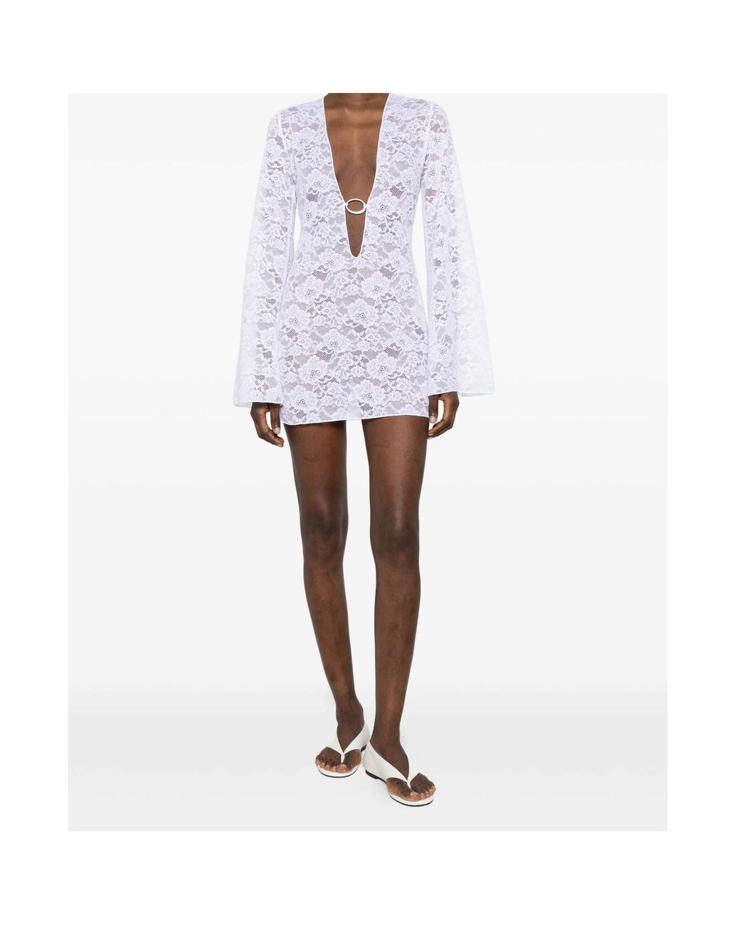 Oseree White Lace Beach Dress