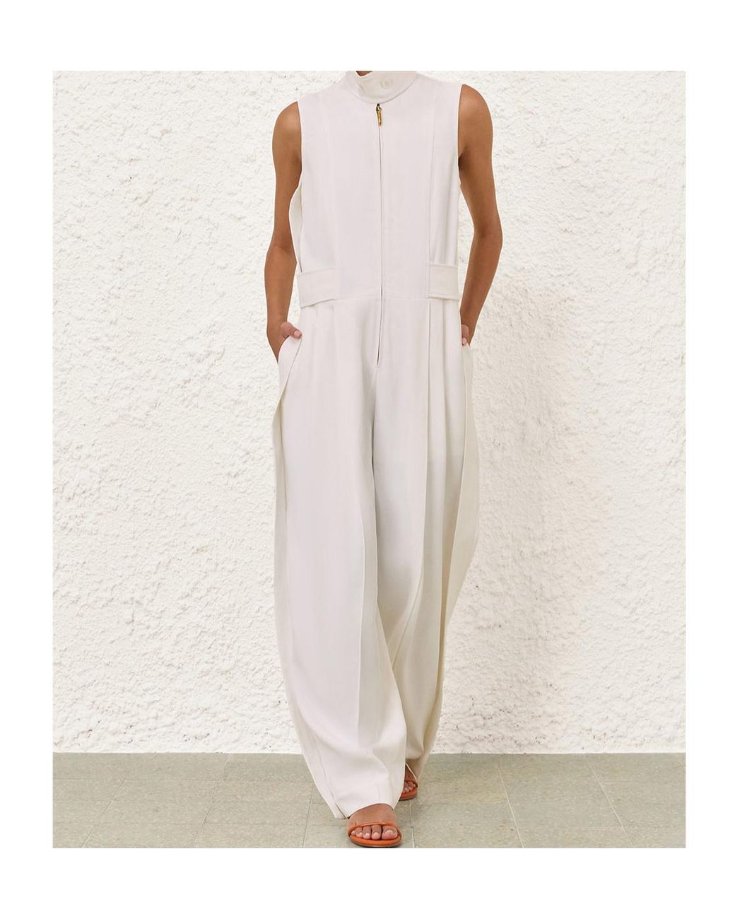 Zimmermann White Twill Luna Jumpsuit