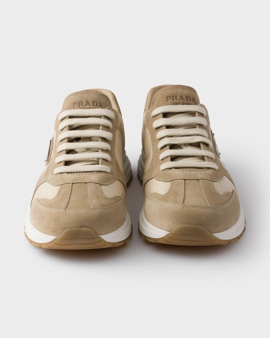Prada Natural Prax Suede And Re-Nylon Sneakers for men