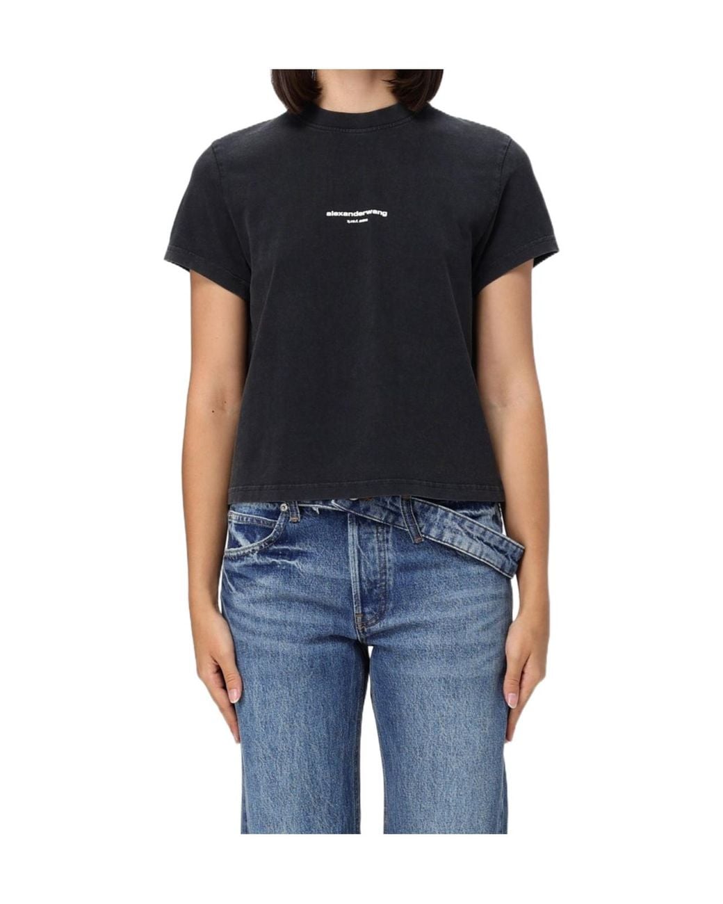 Alexander Wang Black Logo Cropped T-Shirt for men