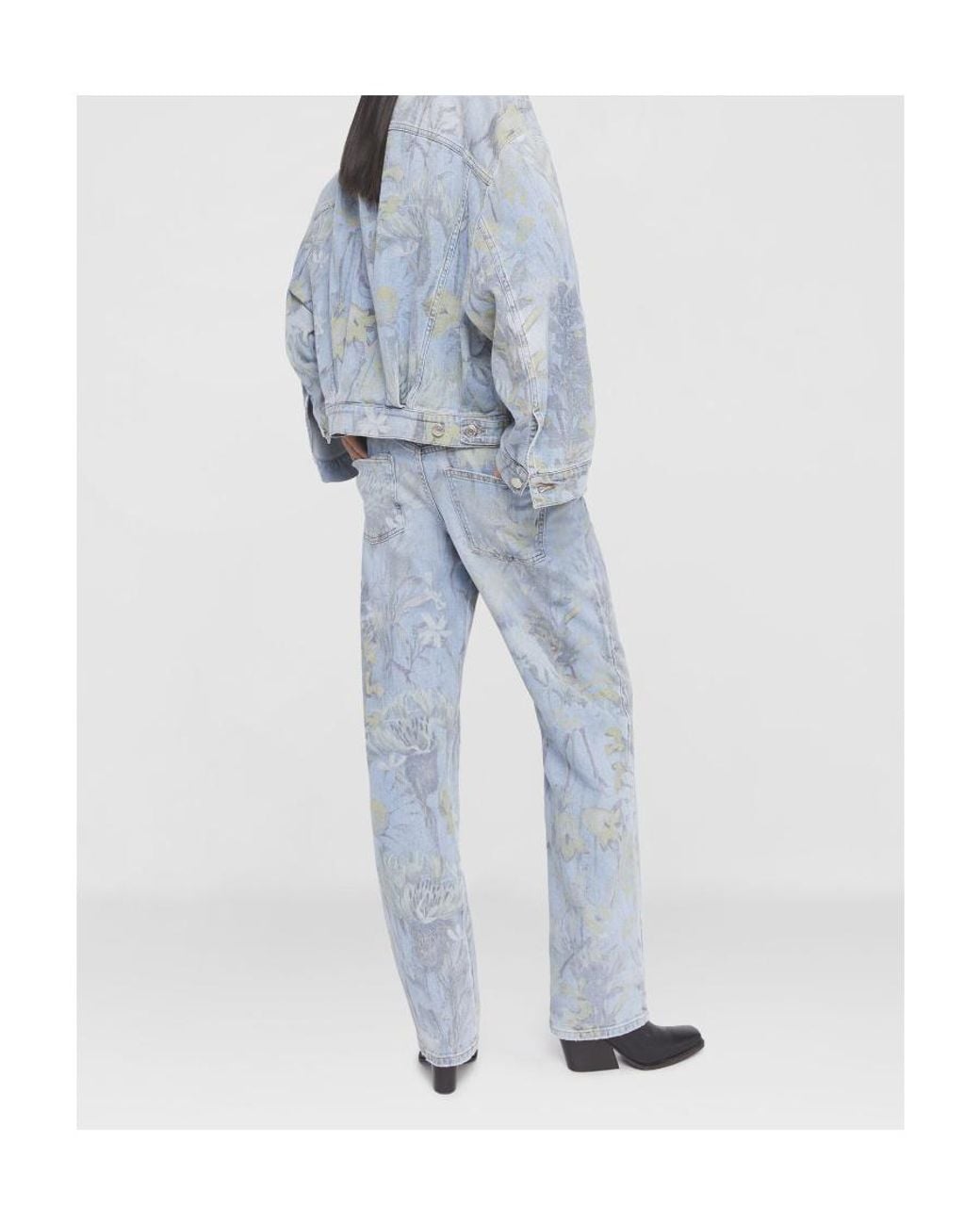 Stella McCartney Blue Floral Print Straight-Leg Jeans
