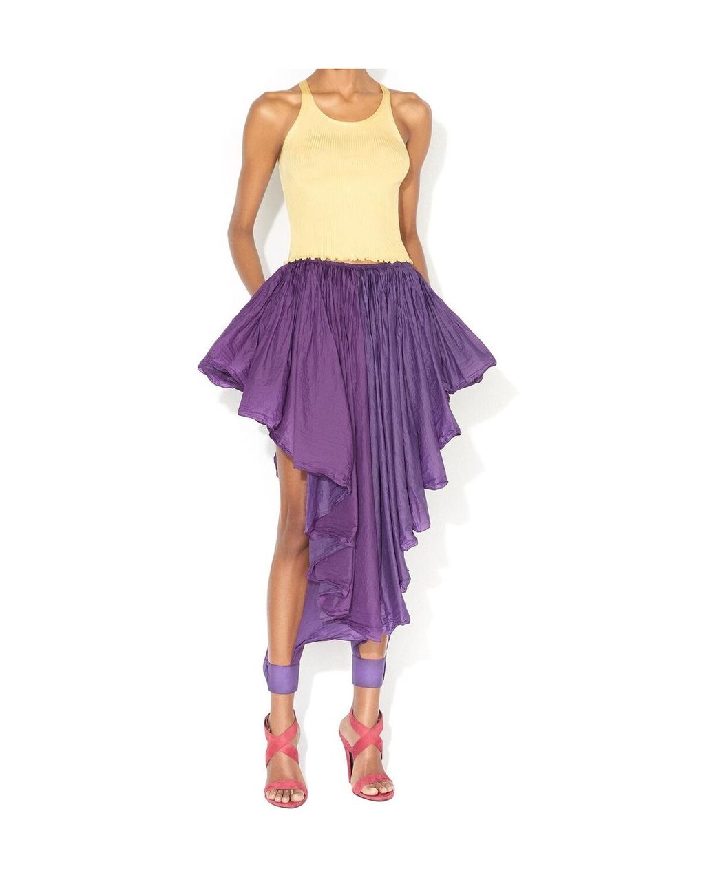 Alaïa Yellow Silk Ribbed Knit Crop Top