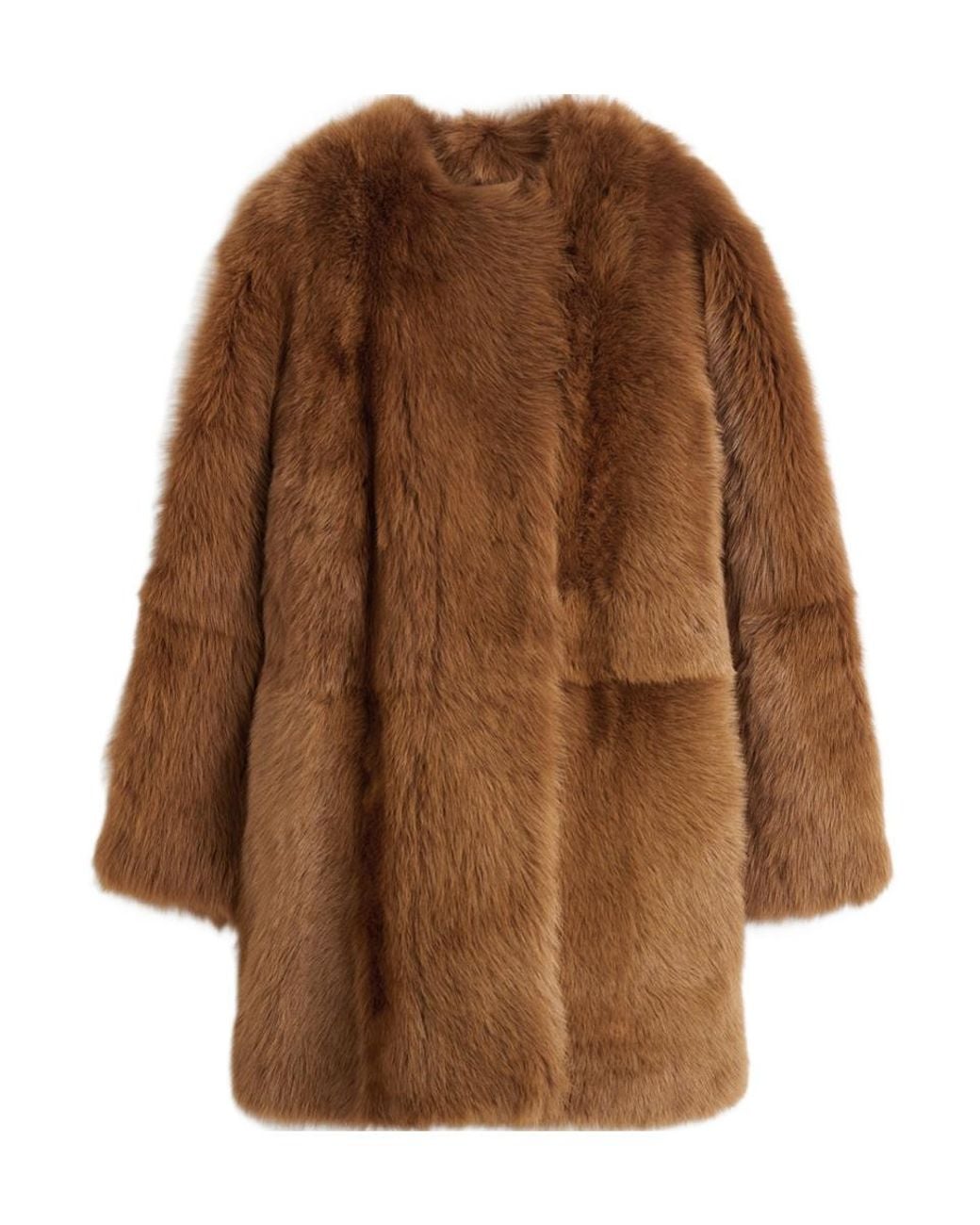Totême Brown Silky Lamb Shearling Short Coat