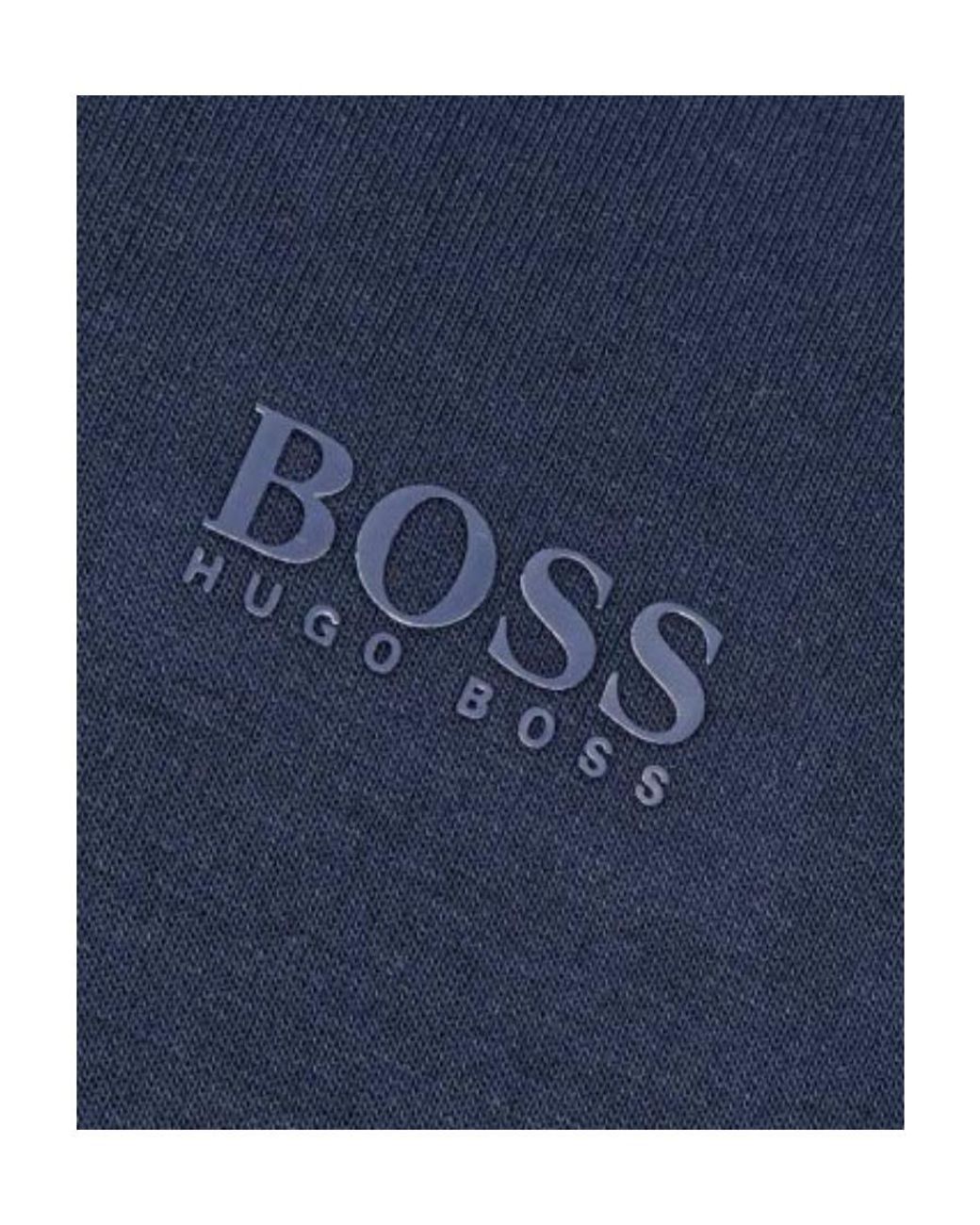 Boss Blue Zip-Up Drawstring Hoodie for men