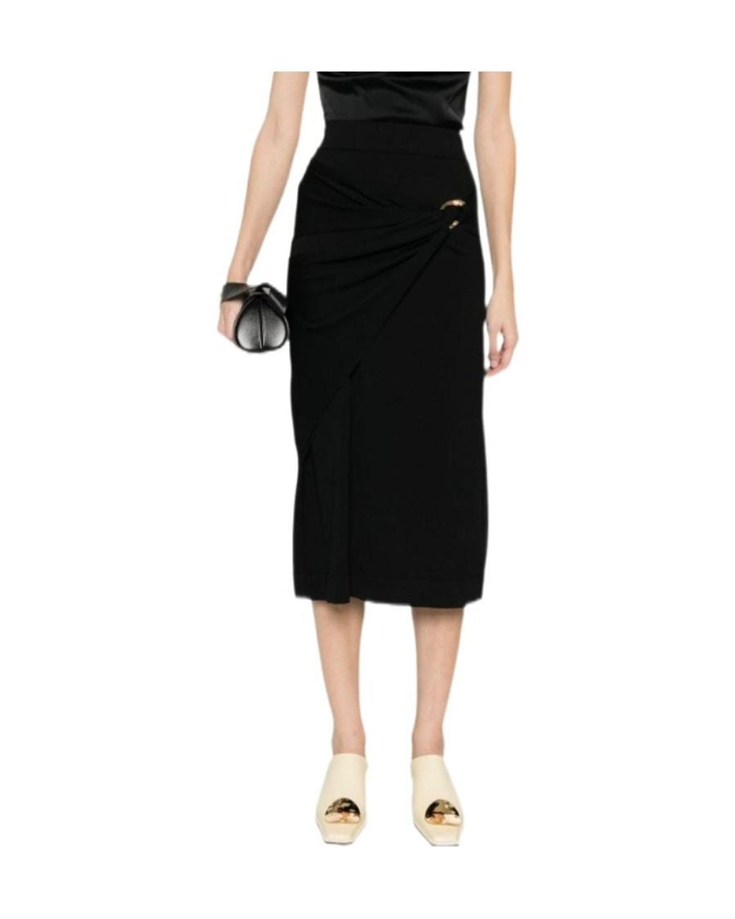 Jil Sander Black High-Waisted Virgin Wool Skirt