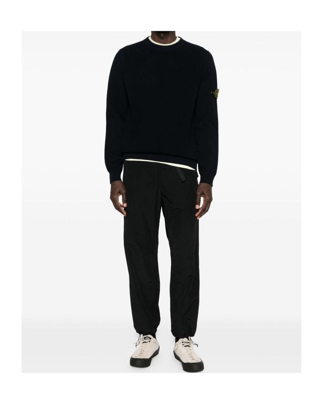 Stone Island Black Logo Patch Crewneck Jumper for men
