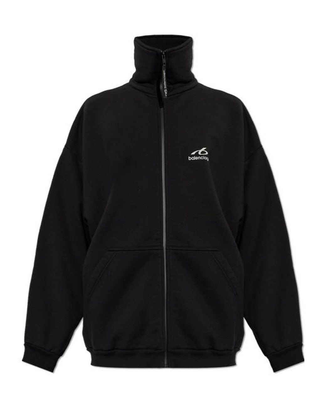 Balenciaga Black Long-Sleeve Zip-Up Sweatshirt for men