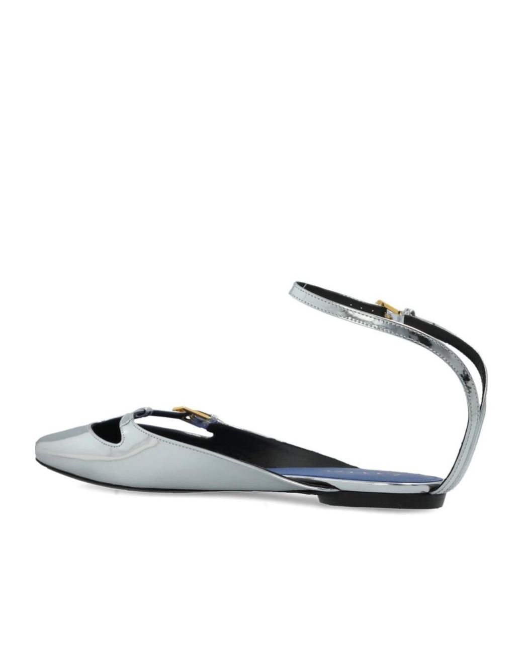 Lanvin White Rutenium Mary-Jane Ballerinas