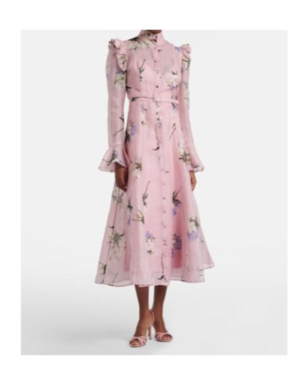 Leo Pink Katrina Floral Linen And Silk Midi Dress