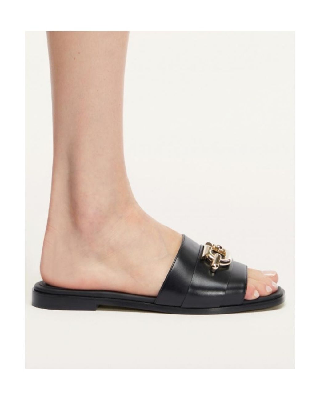 Ferragamo Black Square Head Slippers