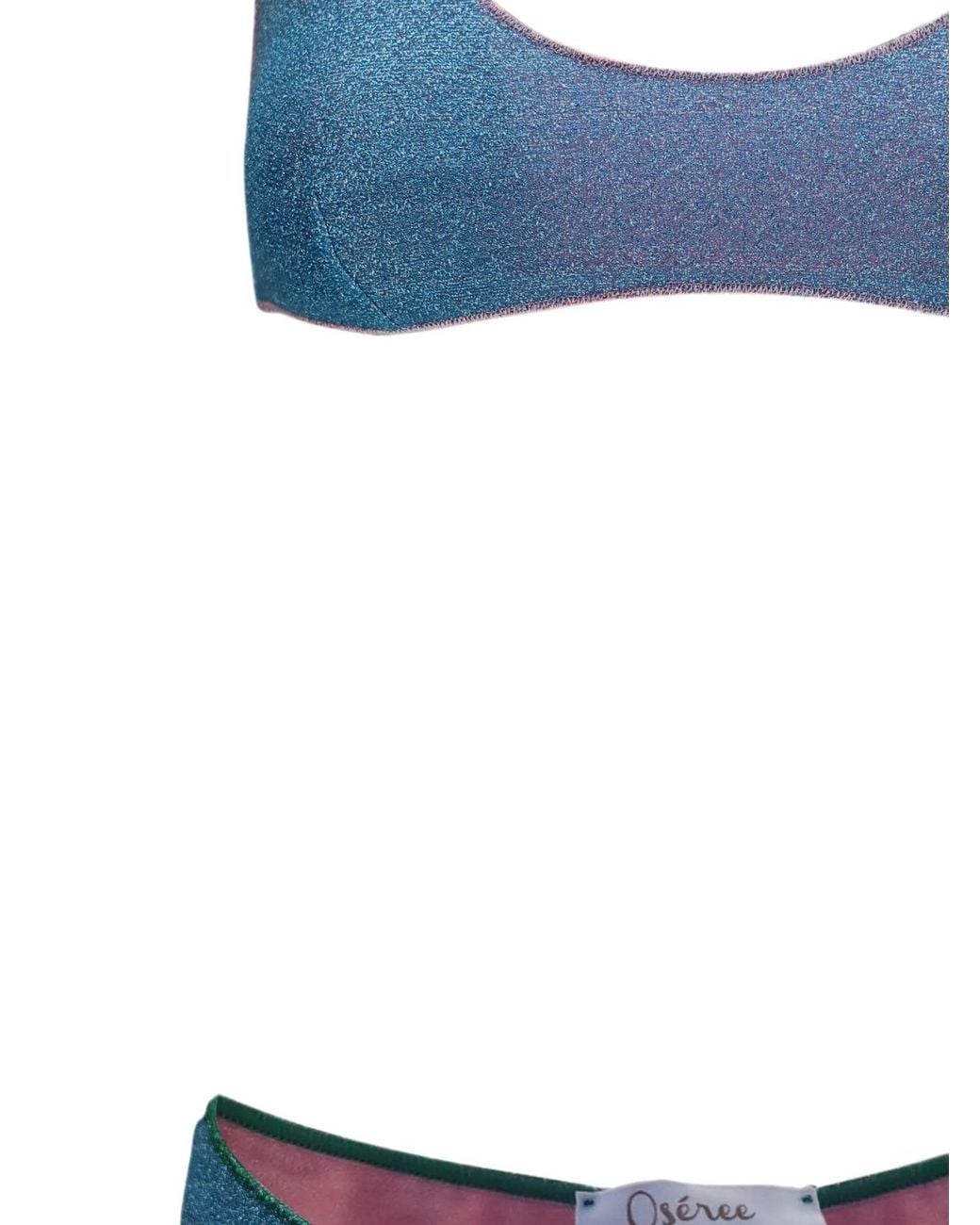 Oseree Blue Oséree Two Piece Lurex Thread Swimsuit