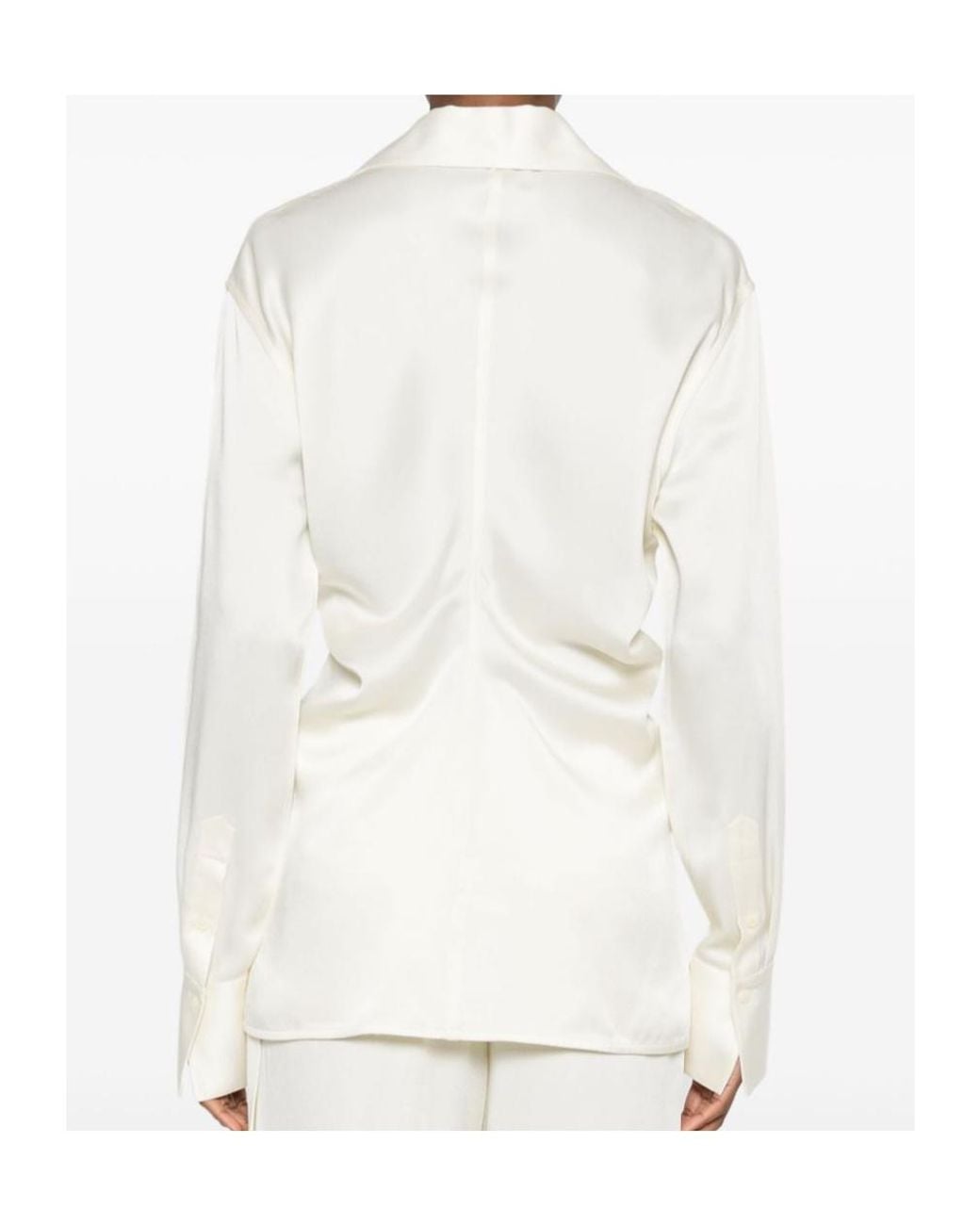 Totême White Totême Slouch-Waist Satin Shirt