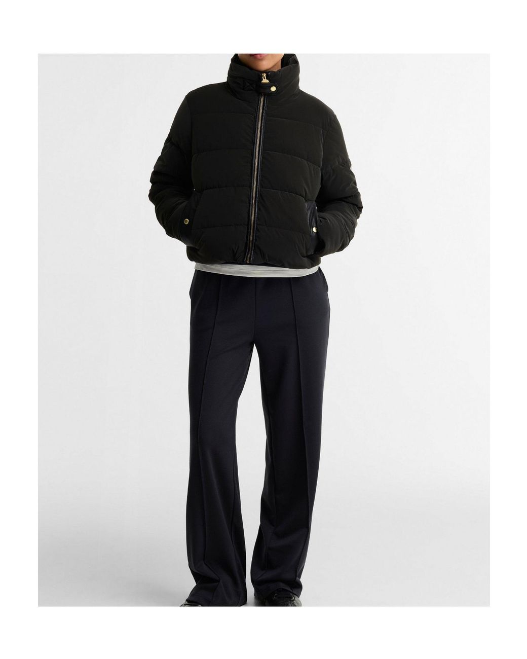 Barbour Black Cropped Velvet Puffer Jacket