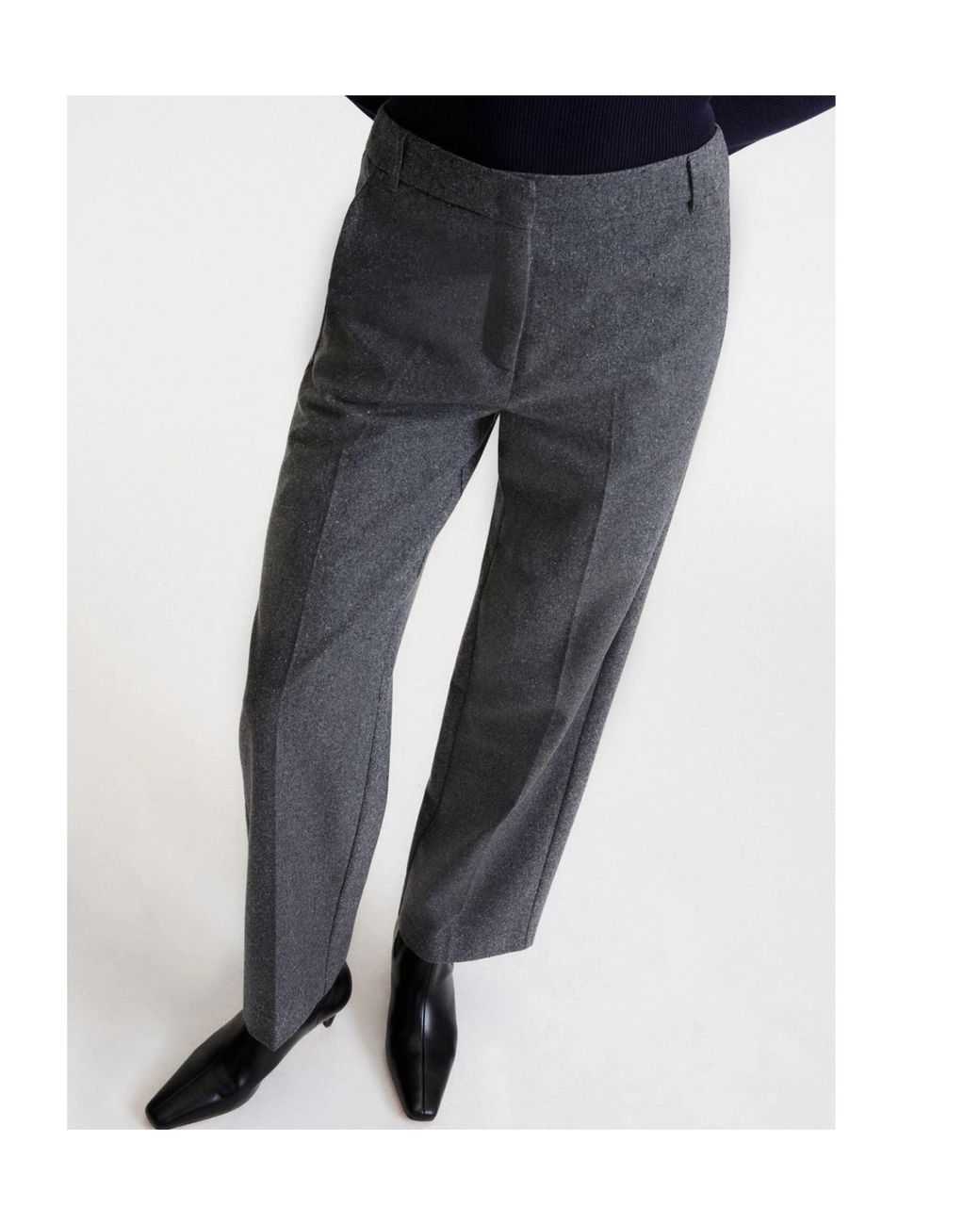 Marella Gray Wool And Silk Tweed Trousers