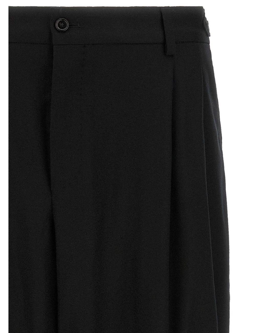 Dolce & Gabbana Black Pleated Tapered Pants for men