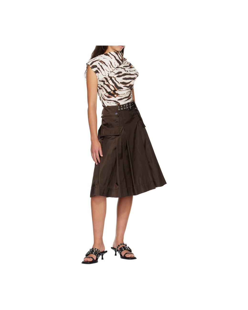 Ganni Gray Draped Open-Back Top