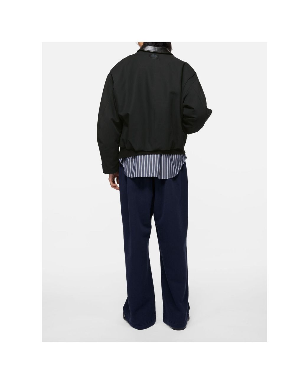 Acne Black Bomber With Leather Collar for men