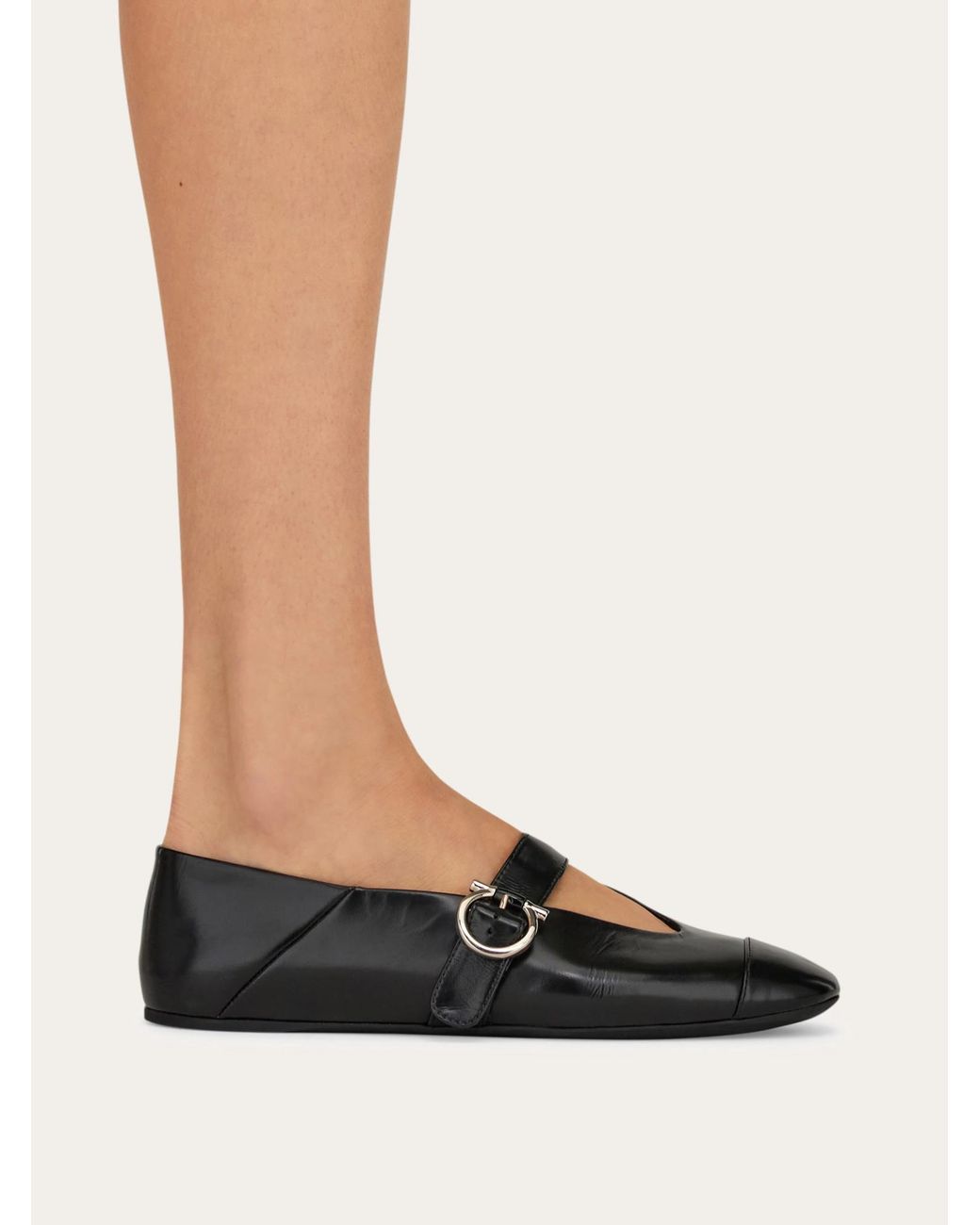 Ferragamo Black Gancini Ballet Flat