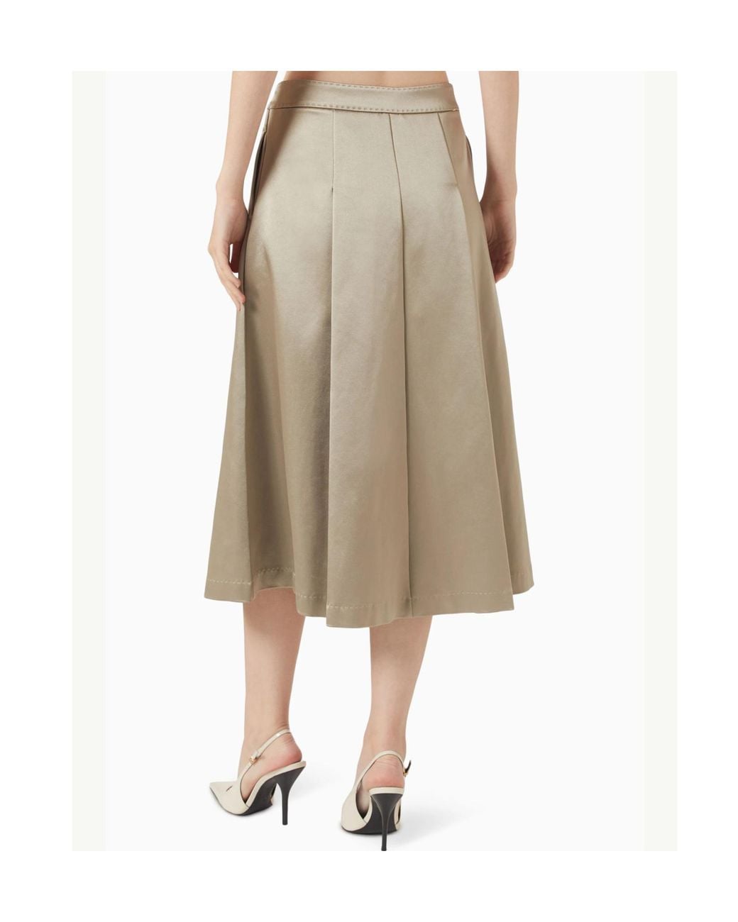 Marella Natural Pleated-Detail Skirt