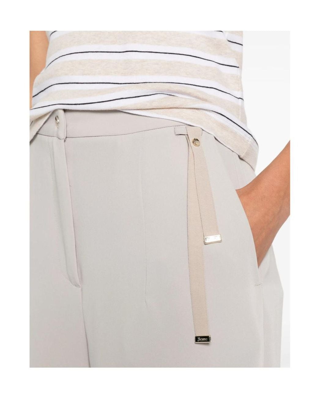 Herno White Grosgrain-Detail Slit-Hem Trousers