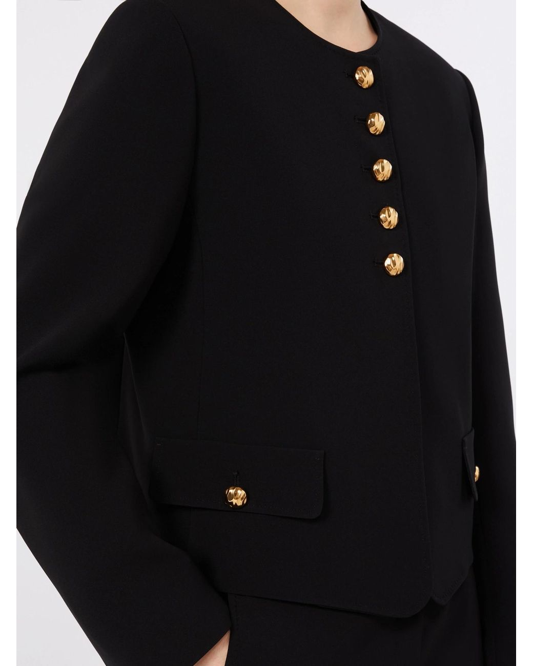 Max Mara Black Paniere Button-Up Collarless Jacket