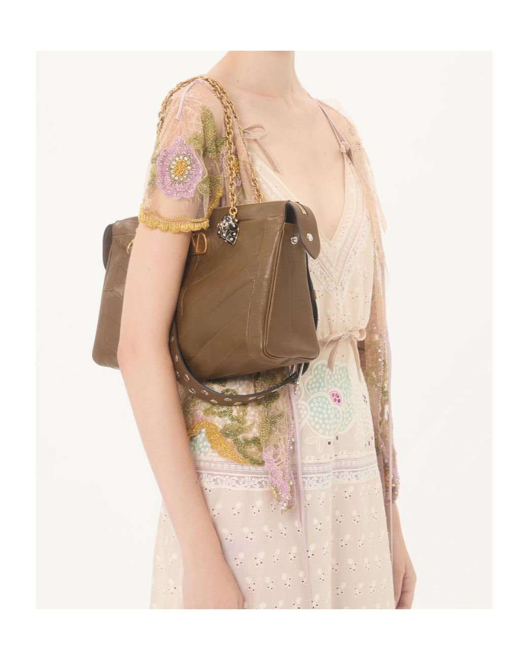 Valentino Natural Floral Embroidered Top