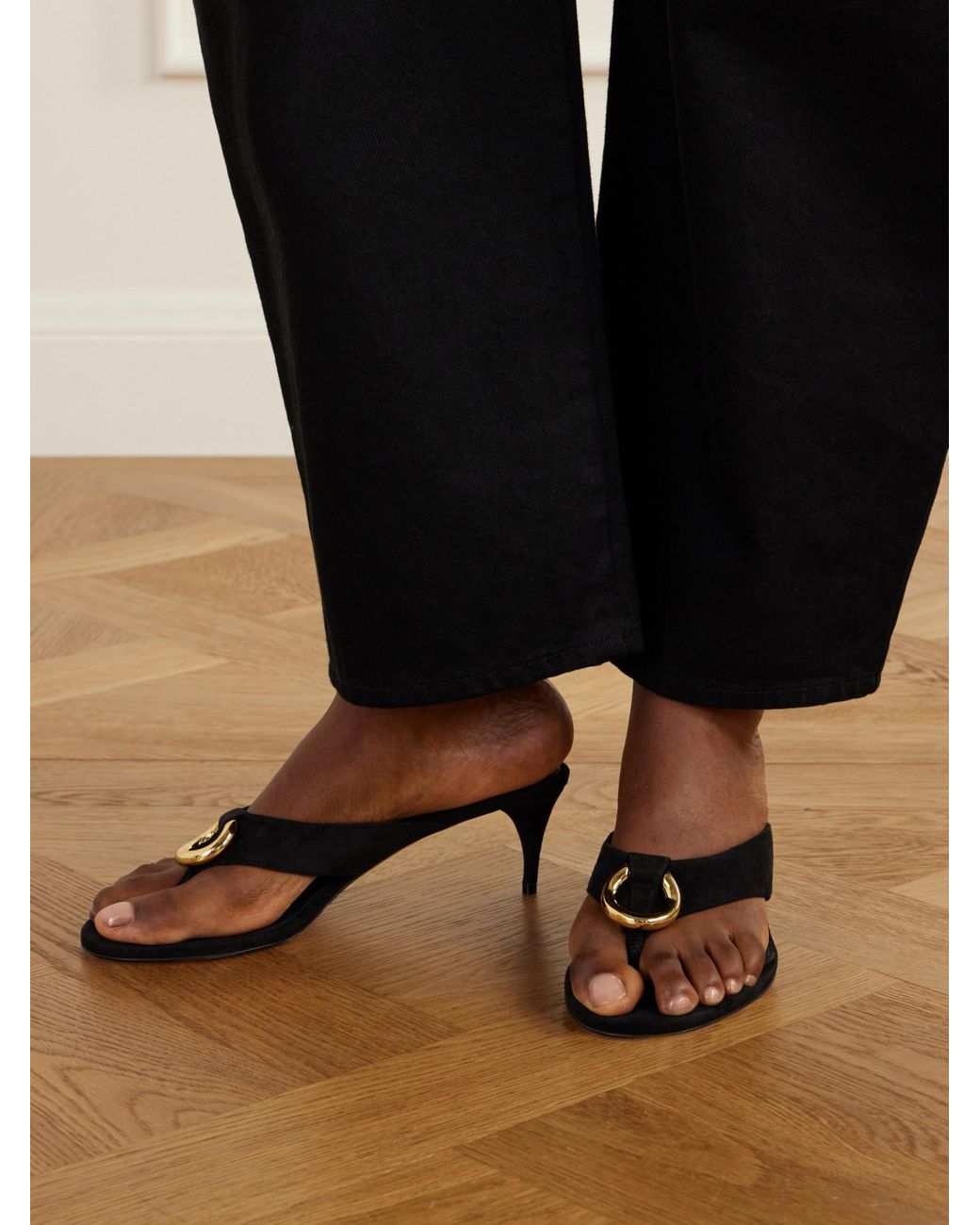 Alaïa Multicolor Embellished Suede Thong Sandals