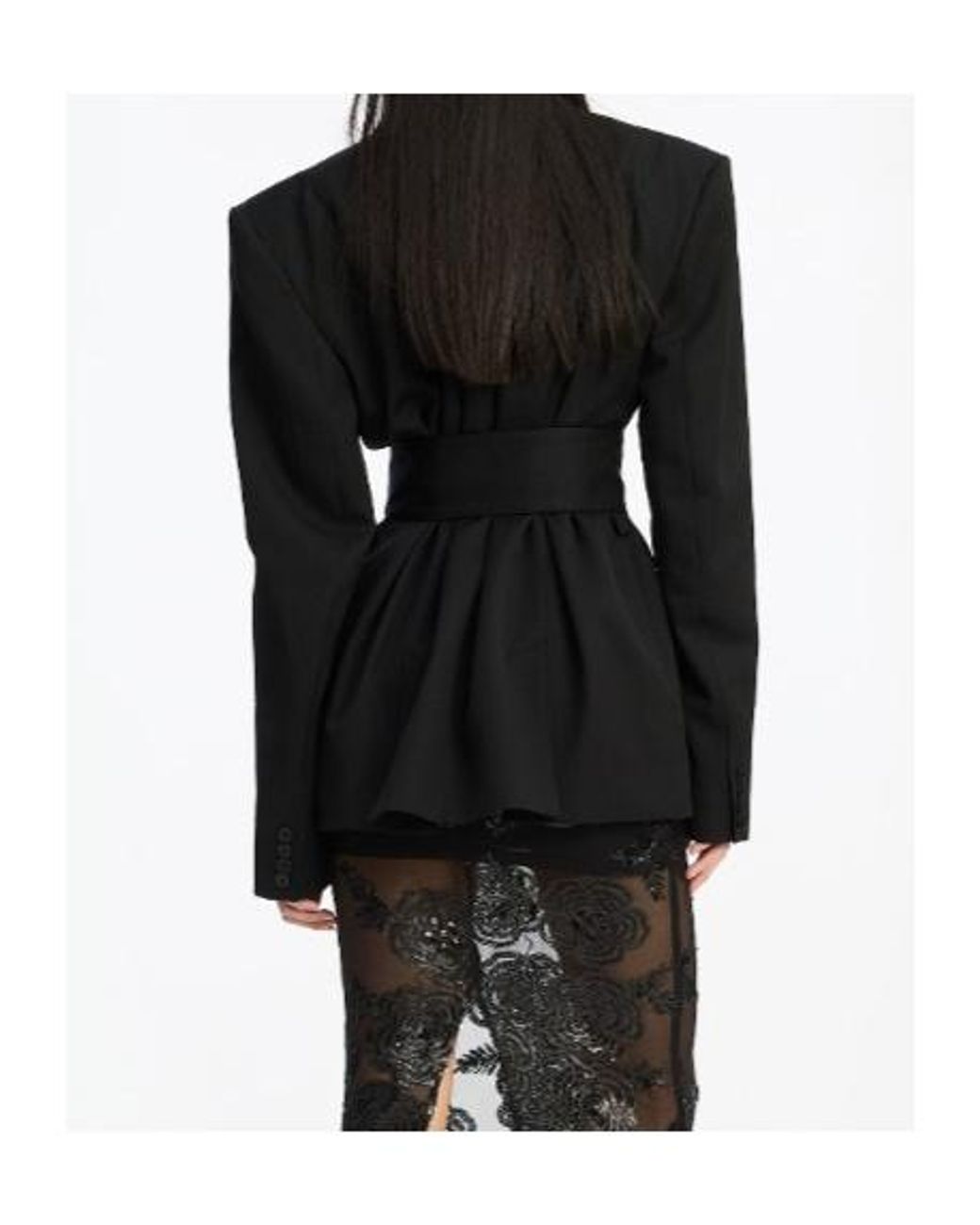 ROTATE BIRGER CHRISTENSEN Black Belted Double-Breasted Blazer