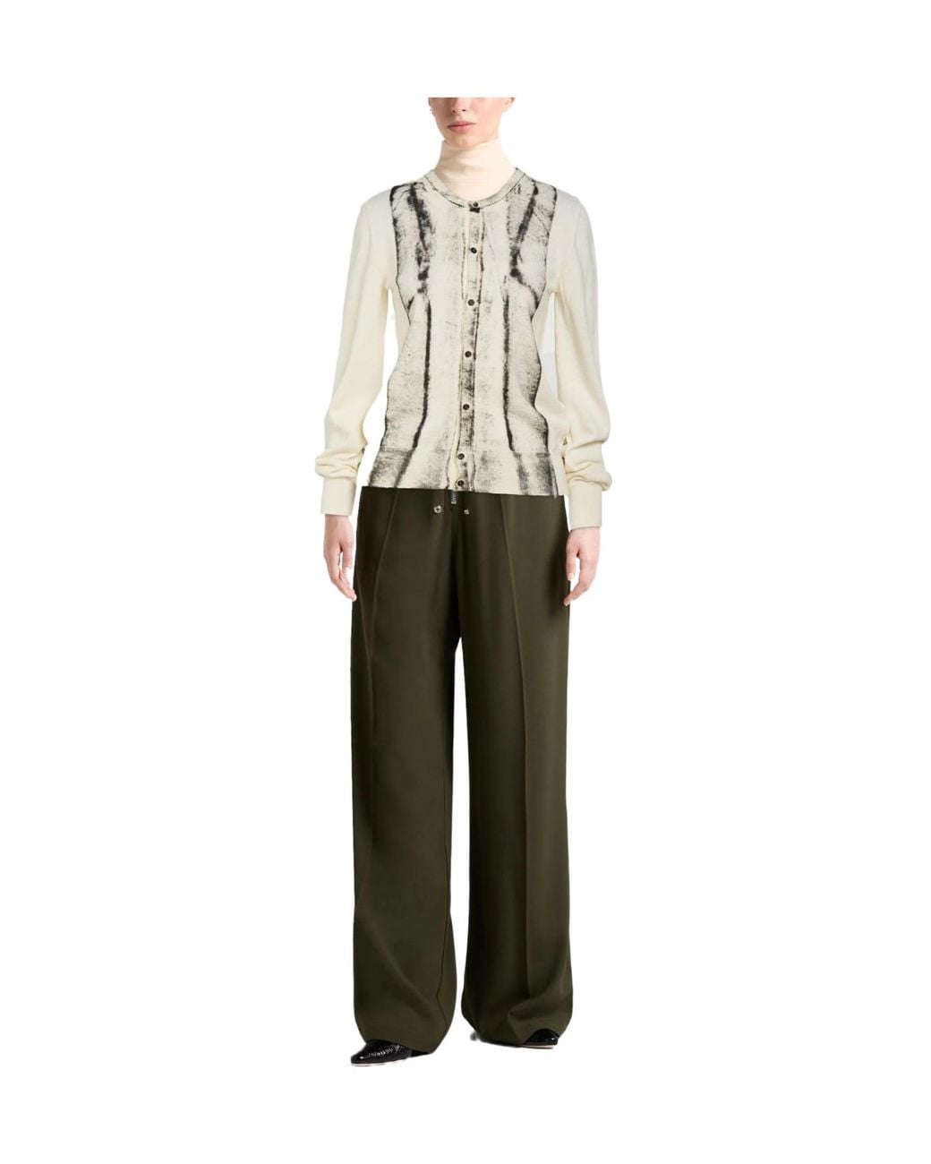 MM6 by Maison Margiela White Solid-Colored Knit Cardigan