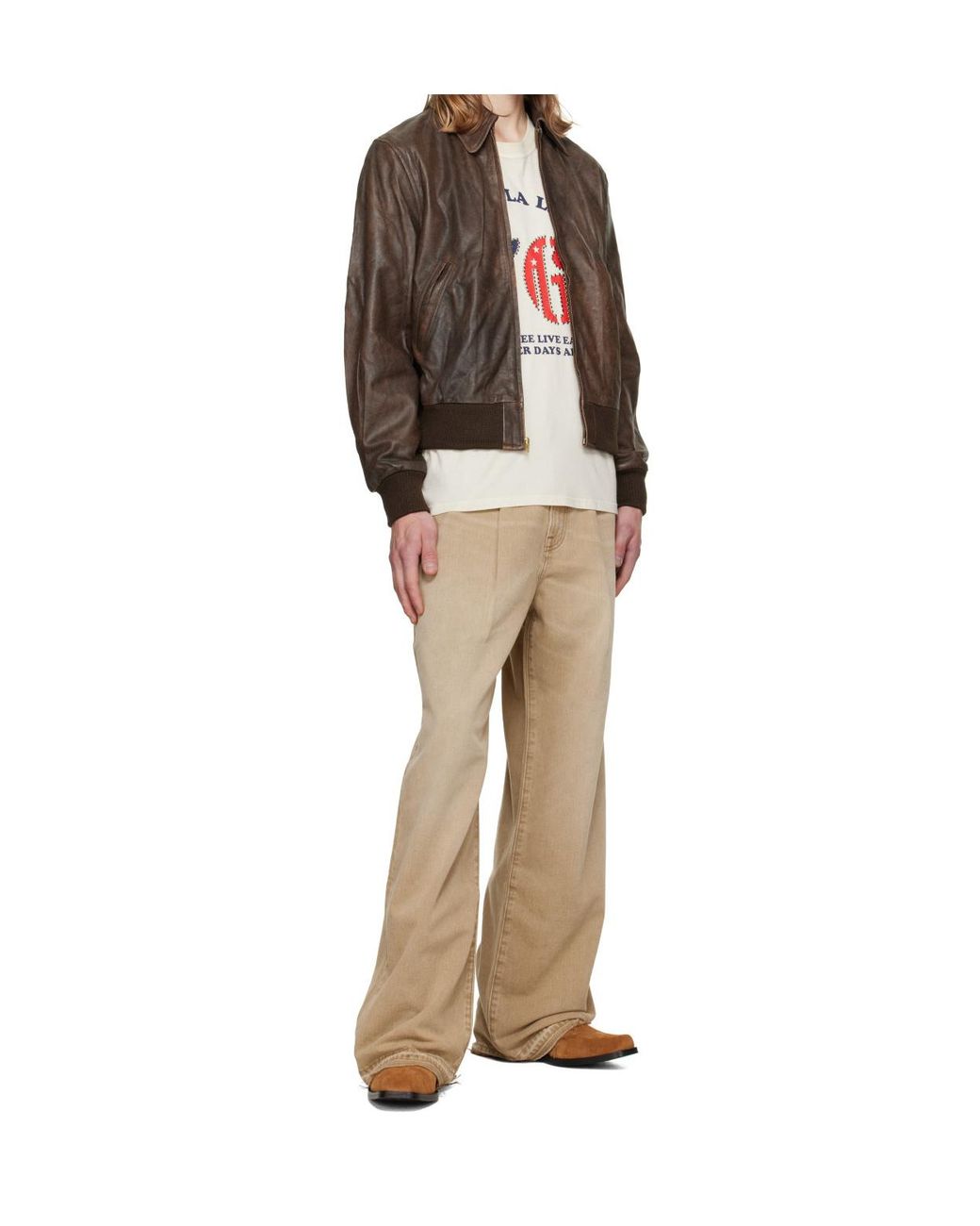 R13 Natural Damon Pleated Jeans