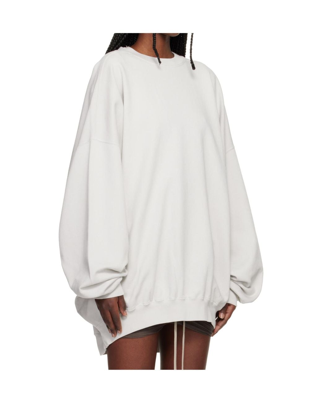 Rick Owens White Oversized-Sleeve Sweatshirt