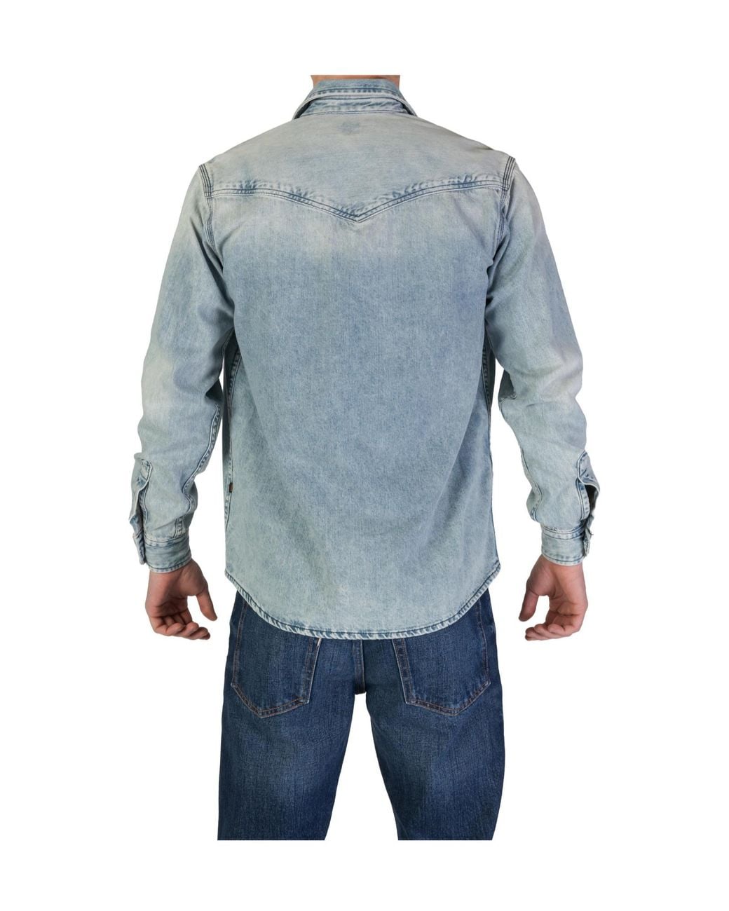 Boss Blue Press-Stud Denim Shirt for men