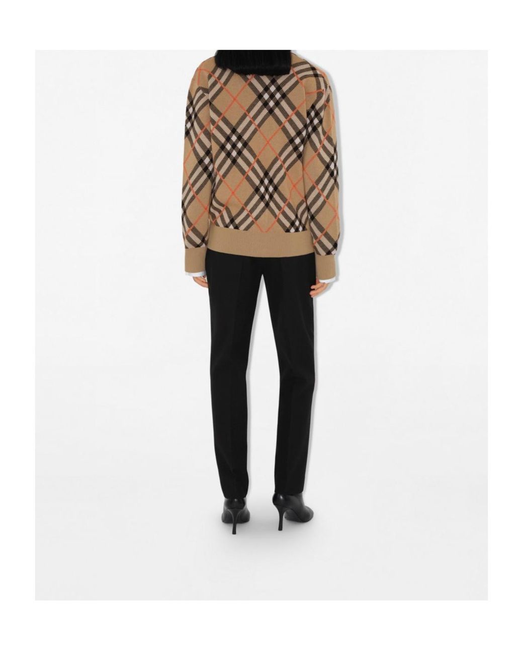Burberry Brown Checked V-Neck Buttoned Cardigan
